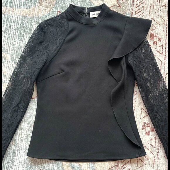 Self-Portrait Ophelia Ruffled Lace-Sleeve Blouse - Picture 1 of 3
